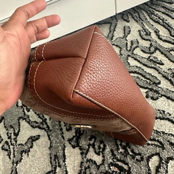 Dooney and Bourke Signature Canvas and Pebble Leather Hobo Satchel Shoulder Bag - Picture 9 of 16